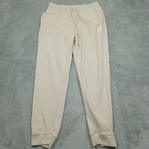 Nike Pants Womens Medium Beige Fleece Activewear Gym Training Casual